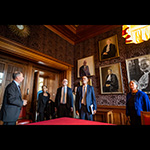 Mr Philippe Gautier, Registrar of the ICJ, with the delegation in the Red Room of the Peace Palace