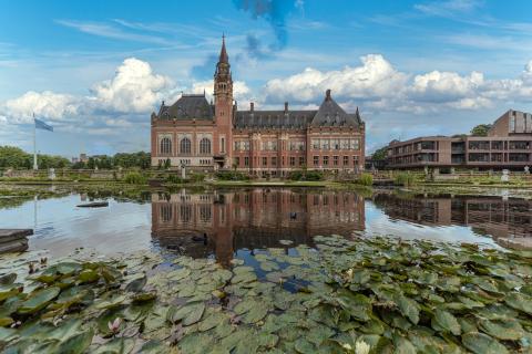 View of the Peace Palace and gardens 