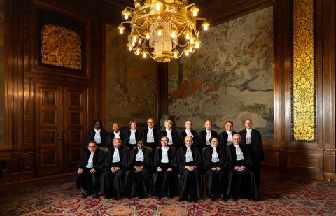 Members of the Court and the Registrar in the Japanese room