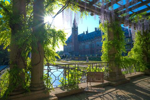 View of the Peace Palace in spring