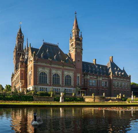 View of the Peace Palace in spring